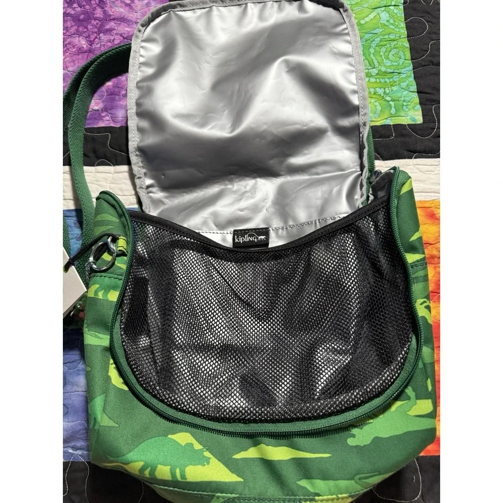 Kipling Kichirou Lunch Bag Jurrasic Jungle Jurassic With Monkey Bag Charm Green